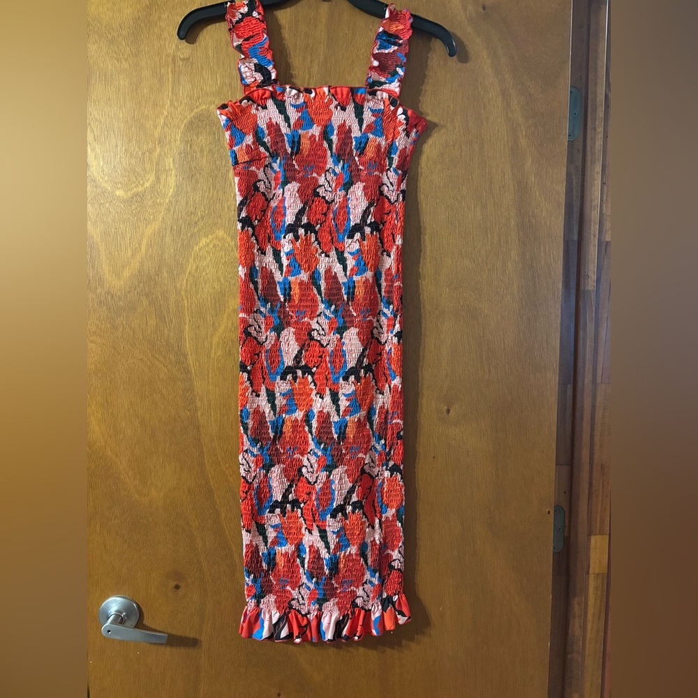 Red Floral Smocked Maxi Dress - Women
